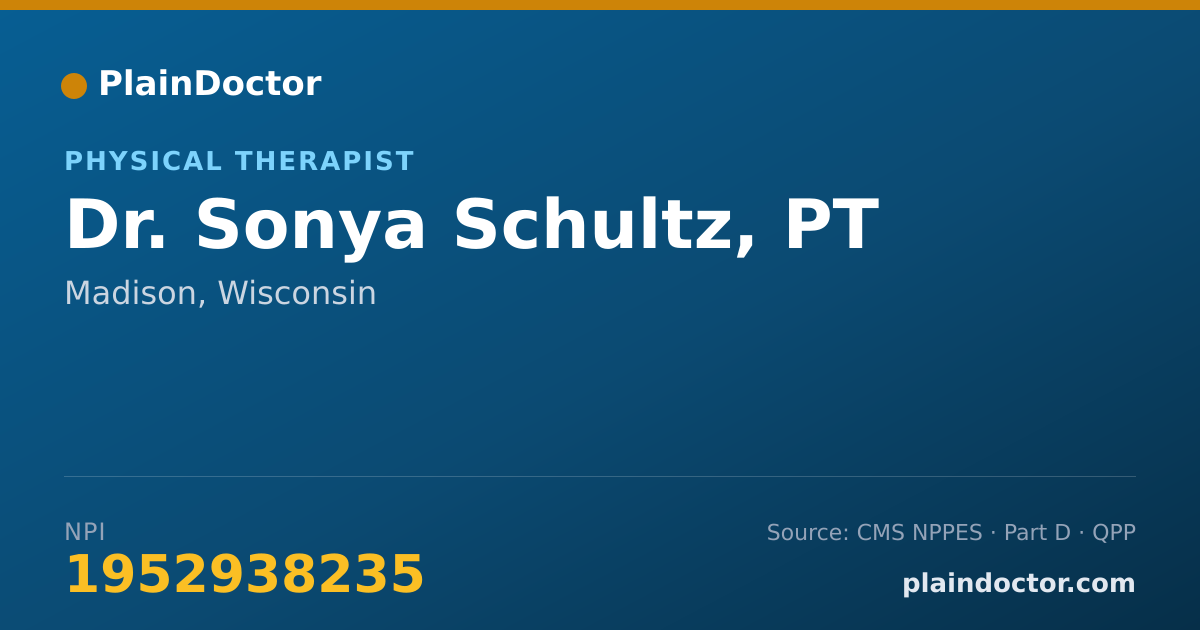 Shareable card for Sonya Schultz, PT - Physical Therapist, Madison, WI