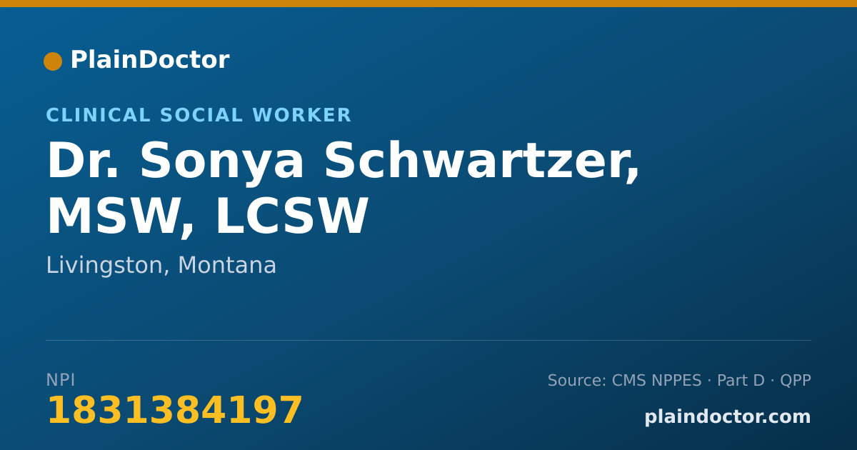 Shareable card for Sonya Schwartzer, MSW, LCSW - Clinical Social Worker, Livingston, MT