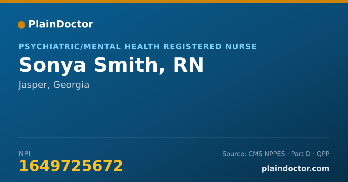 Shareable card for Sonya Smith, RN - Psychiatric/Mental Health Registered Nurse, Jasper, GA