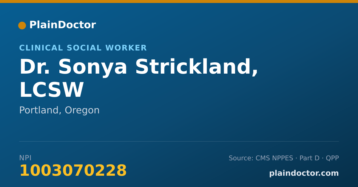 Shareable card for Sonya Strickland, LCSW - Clinical Social Worker, Portland, OR