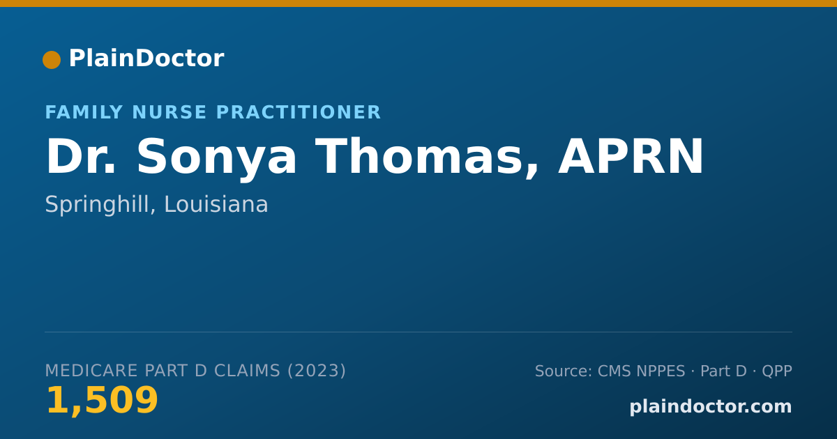Shareable card for Sonya Thomas, APRN - Family Nurse Practitioner, Springhill, LA