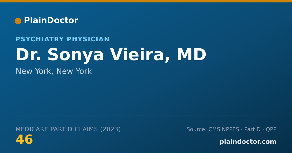 Shareable card for Sonya Vieira, MD - Psychiatry Physician, New York, NY