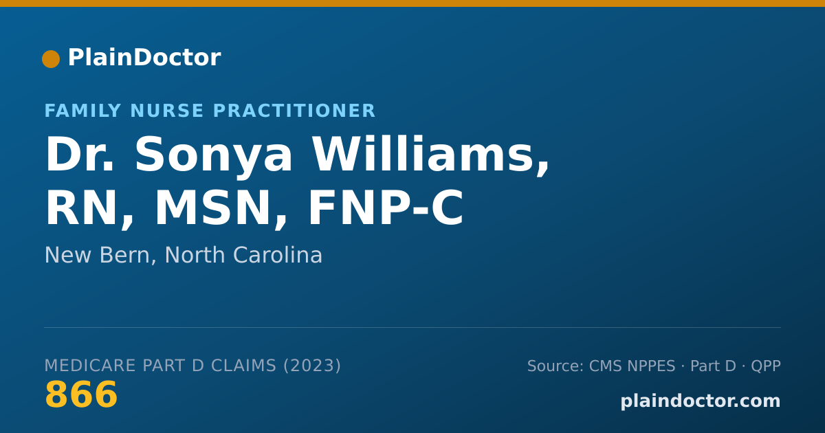 Shareable card for Sonya Williams, RN, MSN, FNP-C - Family Nurse Practitioner, New Bern, NC