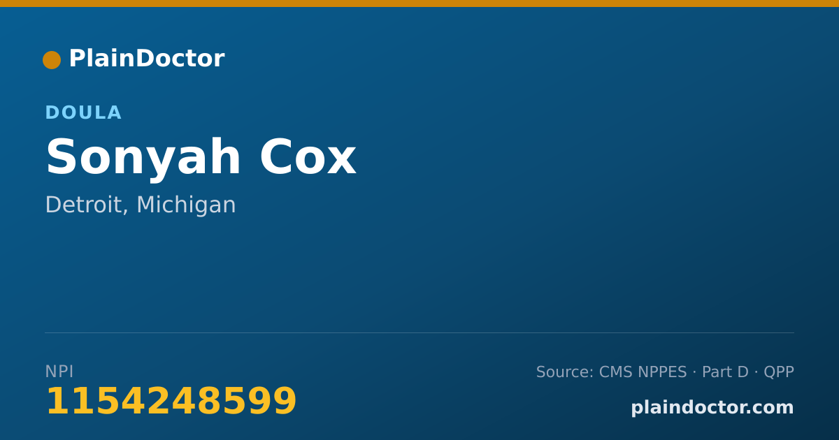 Shareable card for Sonyah Cox - Doula, Detroit, MI