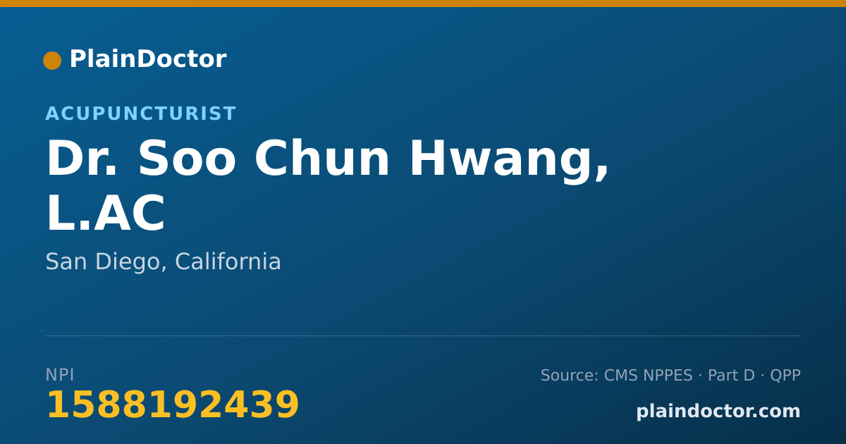 Shareable card for Soo Chun Hwang, L.AC - Acupuncturist, San Diego, CA