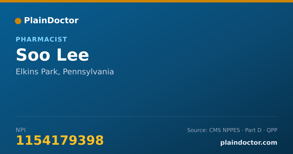 Shareable card for Soo Lee - Pharmacist, Elkins Park, PA