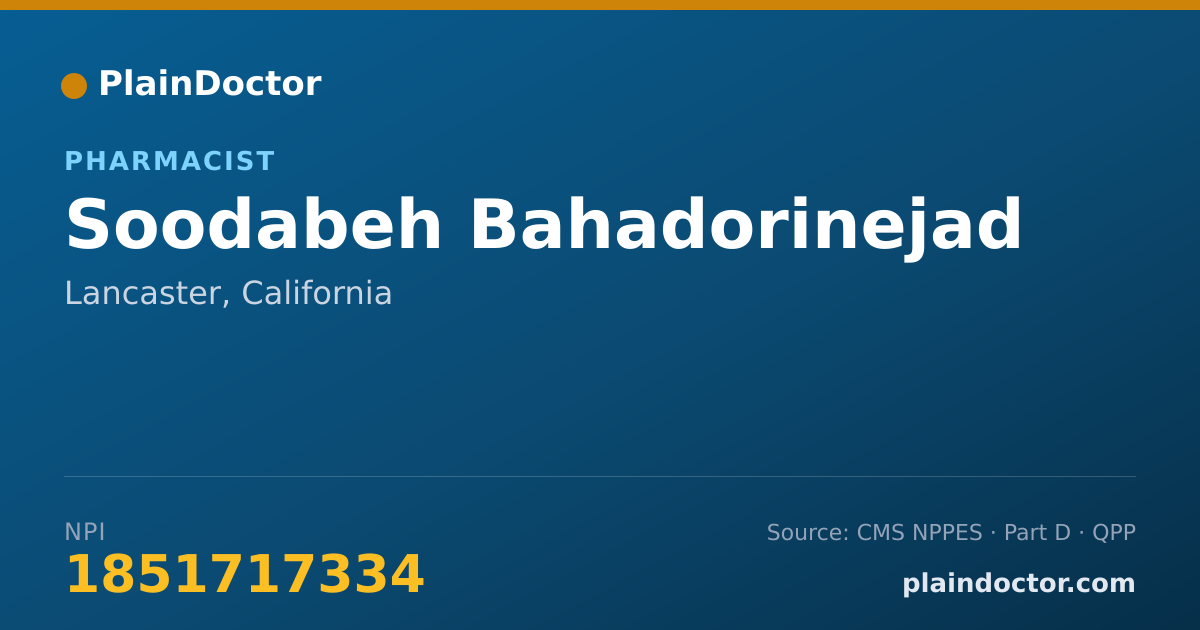Shareable card for Soodabeh Bahadorinejad - Pharmacist, Lancaster, CA