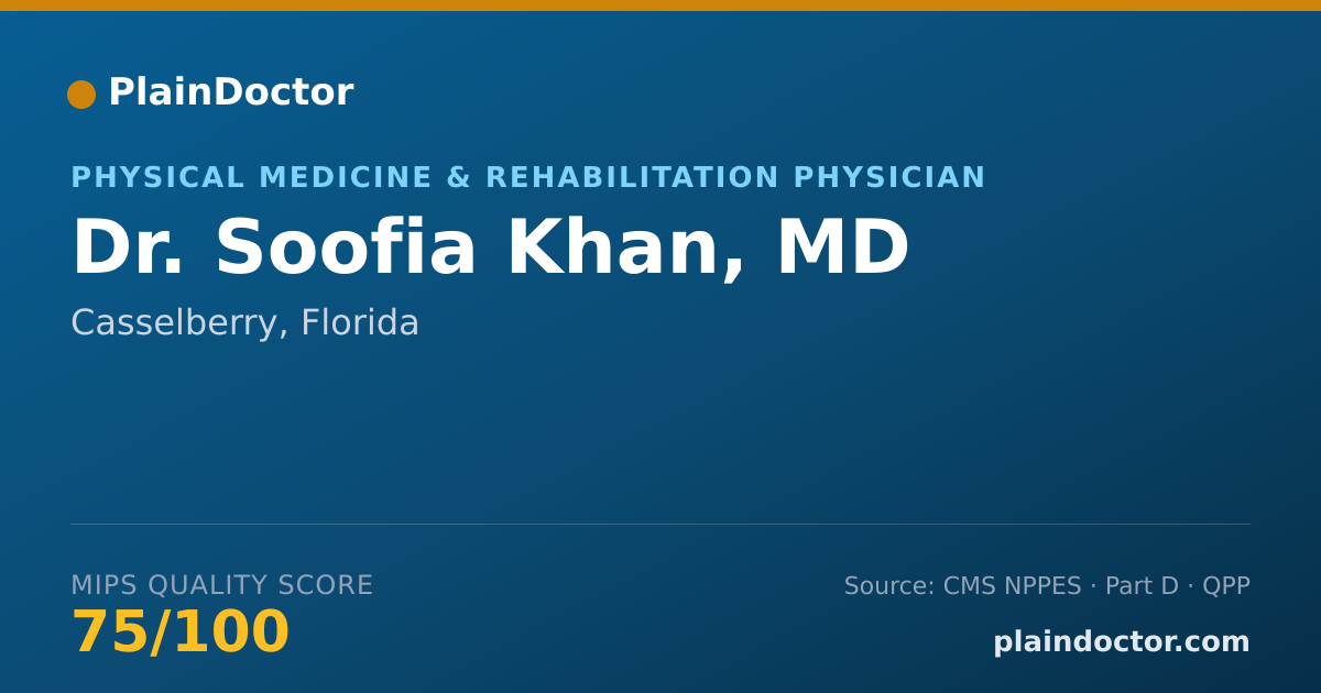 Shareable card for Soofia Khan, MD - Physical Medicine & Rehabilitation Physician, Casselberry, FL