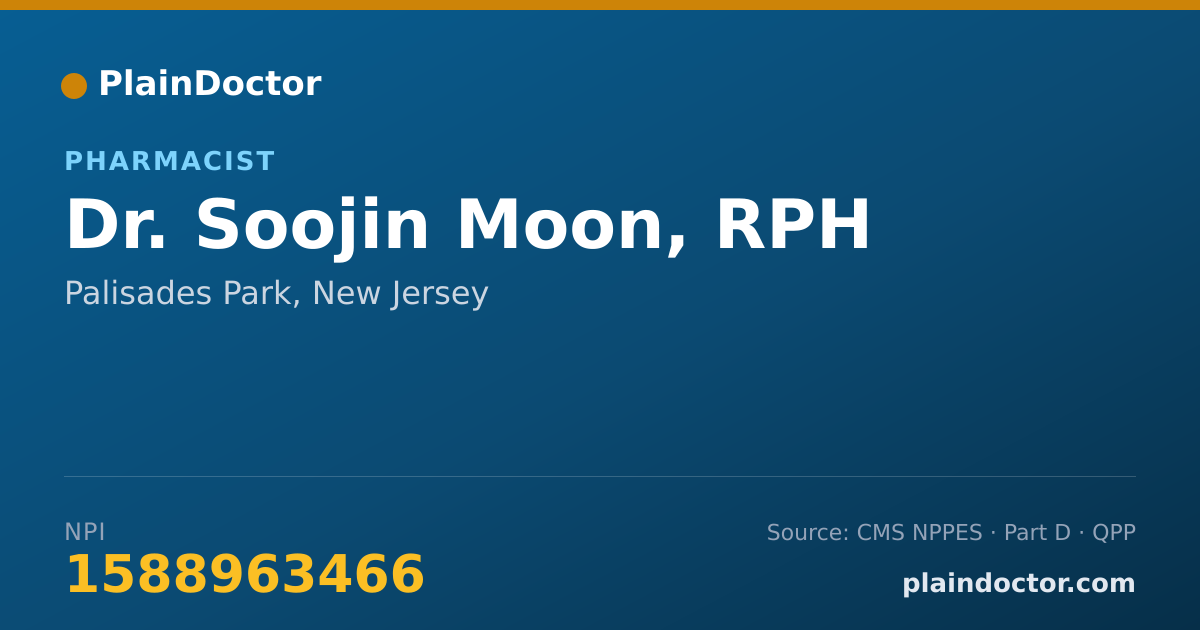 Shareable card for Soojin Moon, RPH - Pharmacist, Palisades Park, NJ