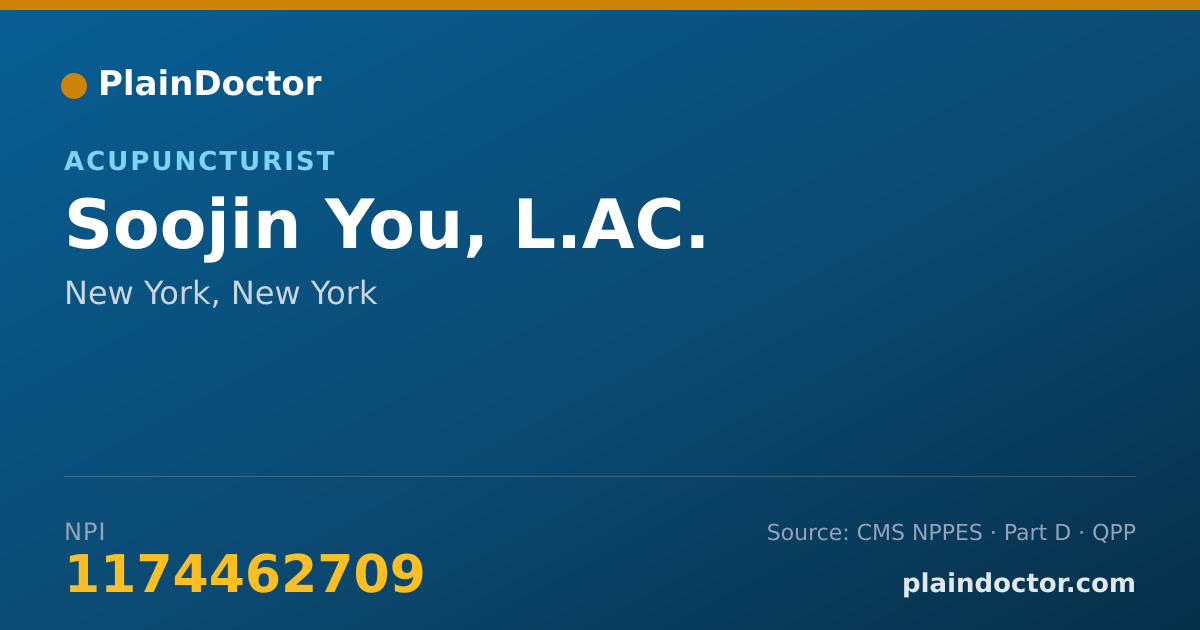 Shareable card for Soojin You, L.AC. - Acupuncturist, New York, NY