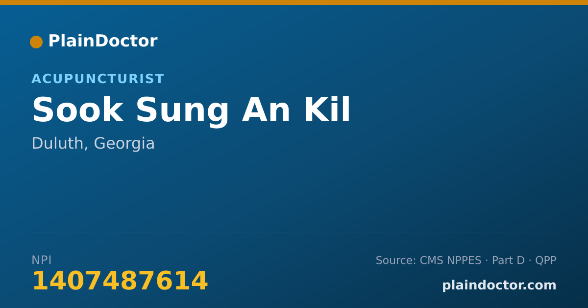 Shareable card for Sook Sung An Kil - Acupuncturist, Duluth, GA