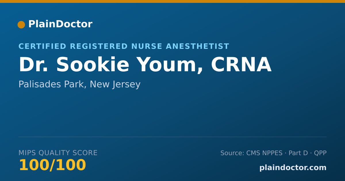 Shareable card for Sookie Youm, CRNA - Certified Registered Nurse Anesthetist, Palisades Park, NJ