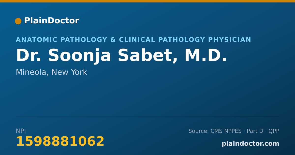 Shareable card for Soonja Sabet, M.D. - Anatomic Pathology & Clinical Pathology Physician, Mineola, NY