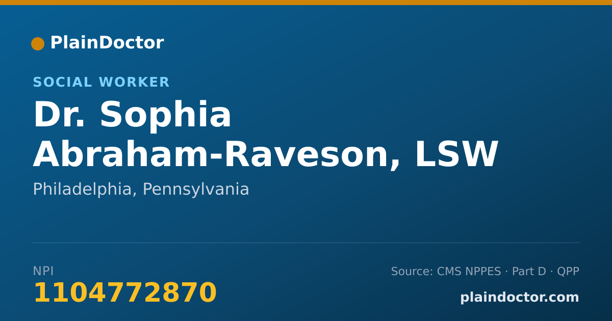 Shareable card for Sophia Abraham-Raveson, LSW - Social Worker, Philadelphia, PA