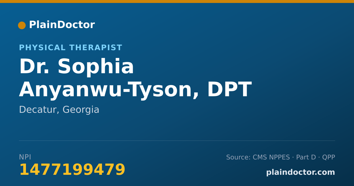 Shareable card for Sophia Anyanwu-Tyson, DPT - Physical Therapist, Decatur, GA