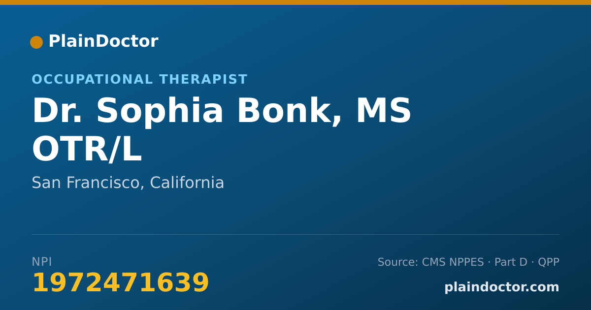 Shareable card for Sophia Bonk, MS OTR/L - Occupational Therapist, San Francisco, CA