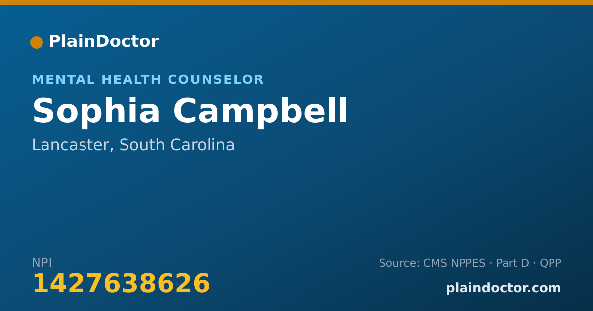 Shareable card for Sophia Campbell - Mental Health Counselor, Lancaster, SC