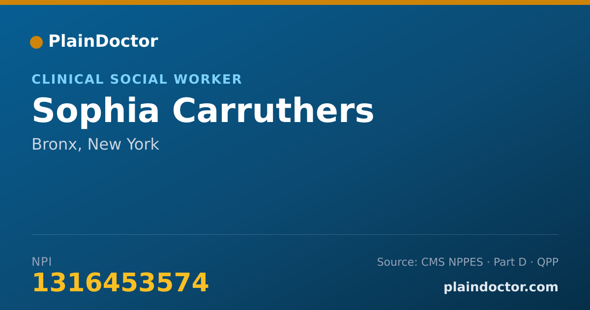 Shareable card for Sophia Carruthers - Clinical Social Worker, Bronx, NY