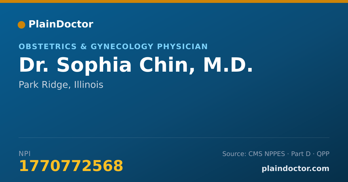 Shareable card for Sophia Chin, M.D. - Obstetrics & Gynecology Physician, Park Ridge, IL