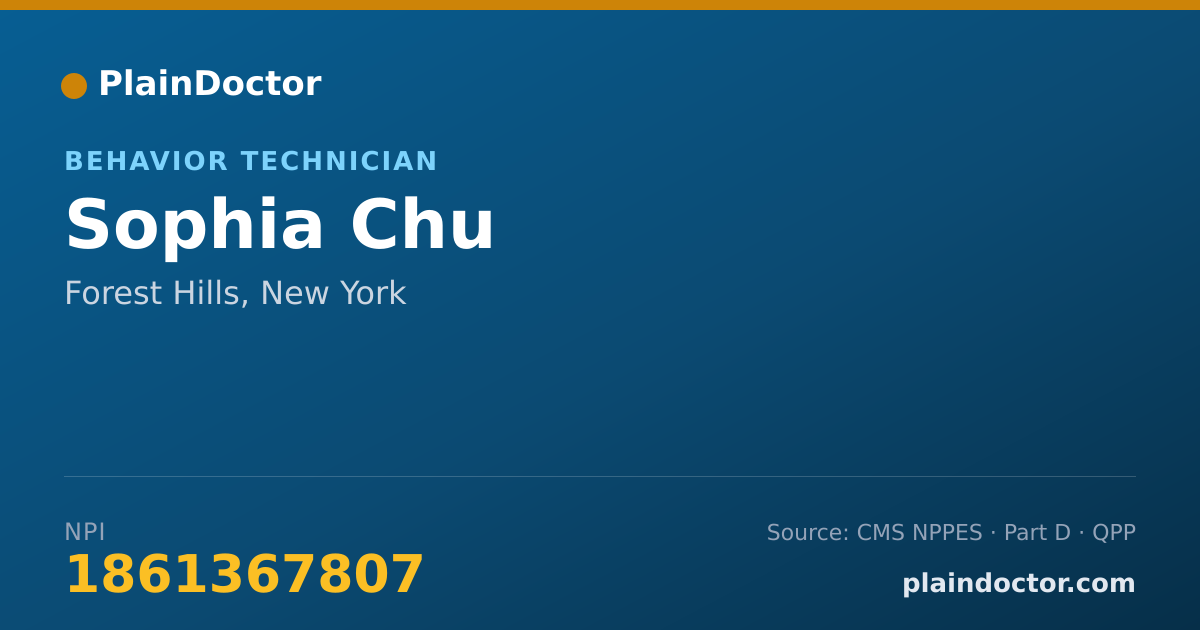 Shareable card for Sophia Chu - Behavior Technician, Forest Hills, NY