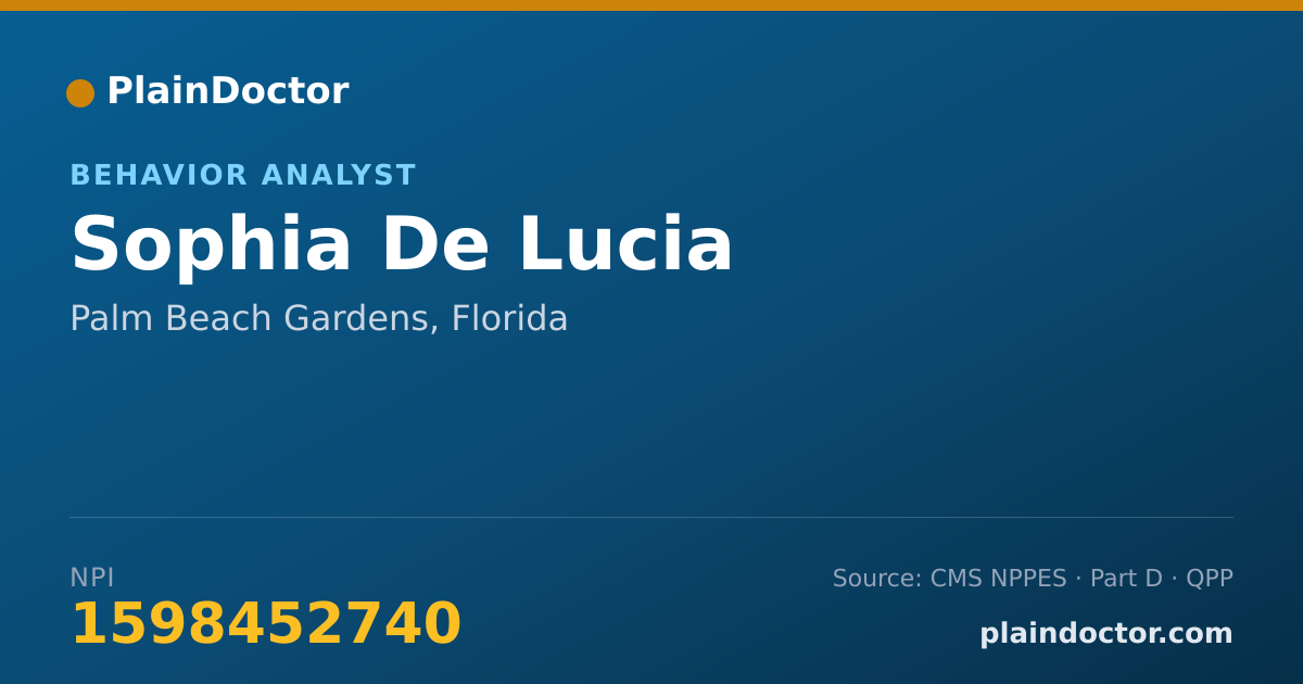 Shareable card for Sophia De Lucia - Behavior Analyst, Palm Beach Gardens, FL