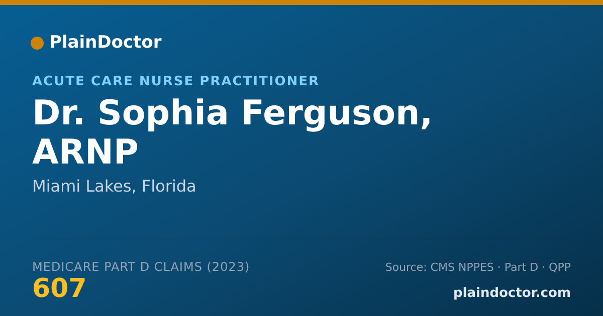 Shareable card for Sophia Ferguson, ARNP - Acute Care Nurse Practitioner, Miami Lakes, FL