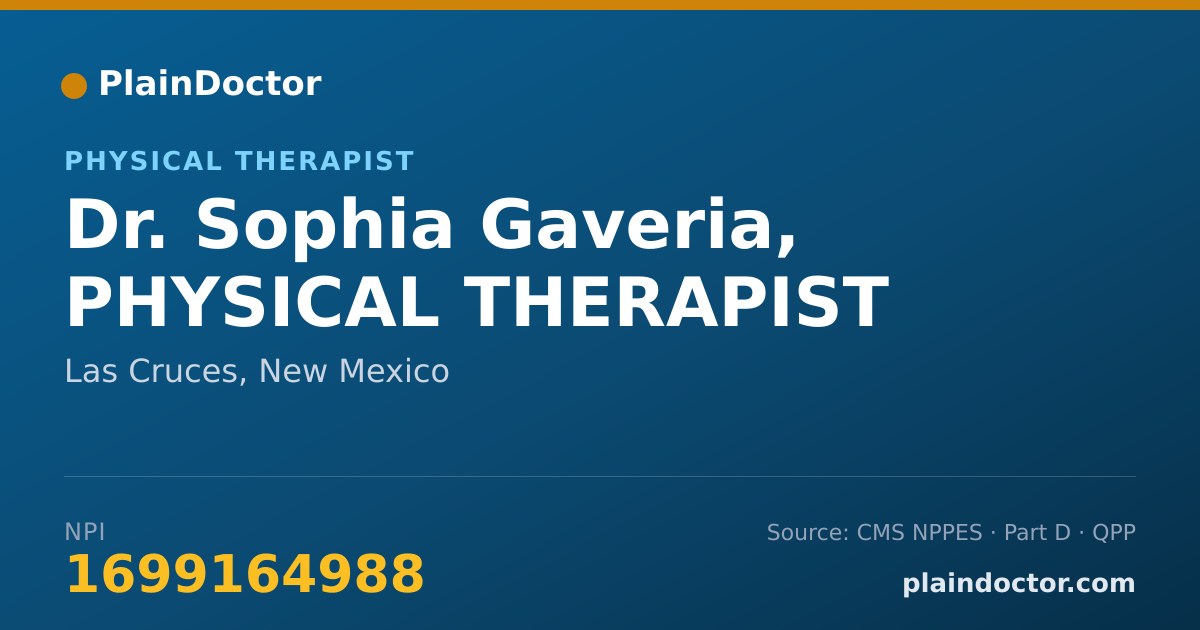Shareable card for Sophia Gaveria, PHYSICAL THERAPIST - Physical Therapist, Las Cruces, NM