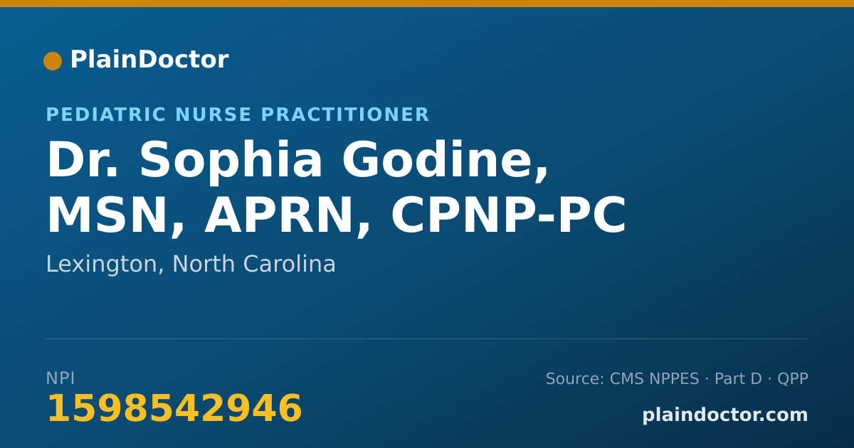 Shareable card for Sophia Godine, MSN, APRN, CPNP-PC - Pediatric Nurse Practitioner, Lexington, NC