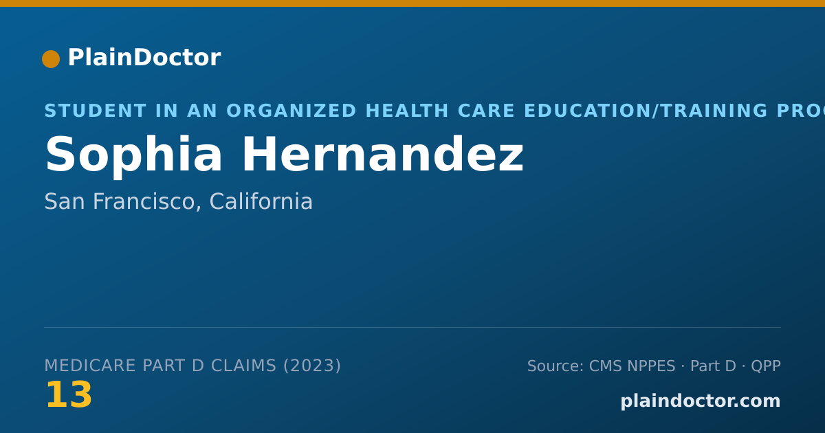 Shareable card for Sophia Hernandez - Student in an Organized Health Care Education/Training Program, San Francisco, CA