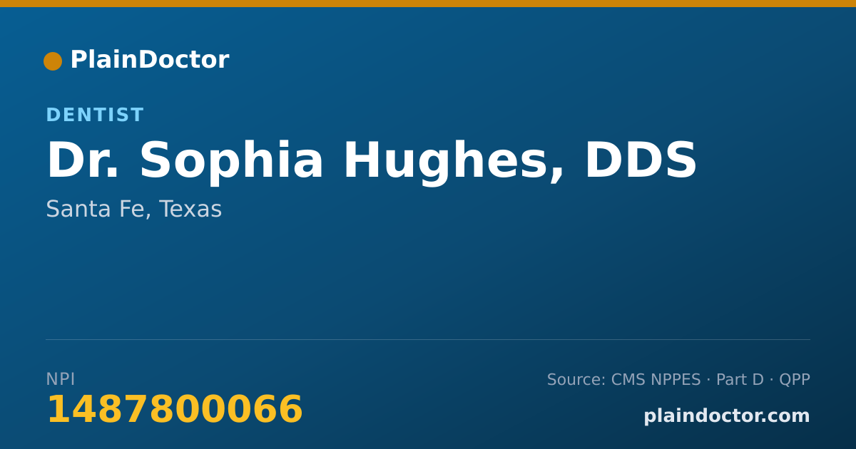 Shareable card for Sophia Hughes, DDS - Dentist, Santa Fe, TX