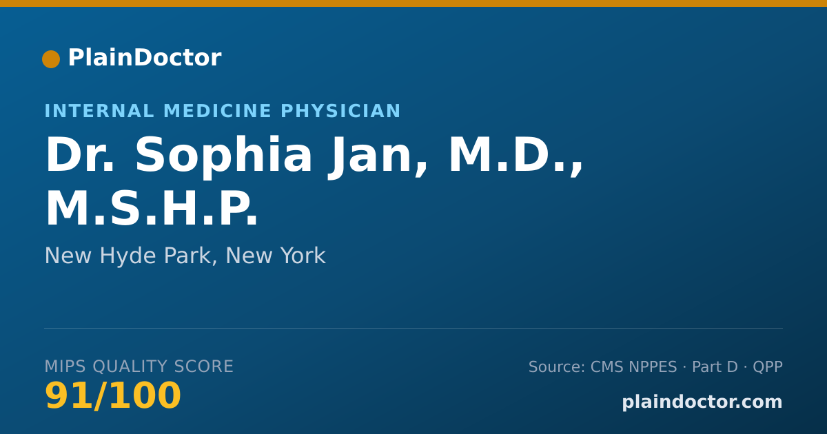 Shareable card for Sophia Jan, M.D., M.S.H.P. - Internal Medicine Physician, New Hyde Park, NY