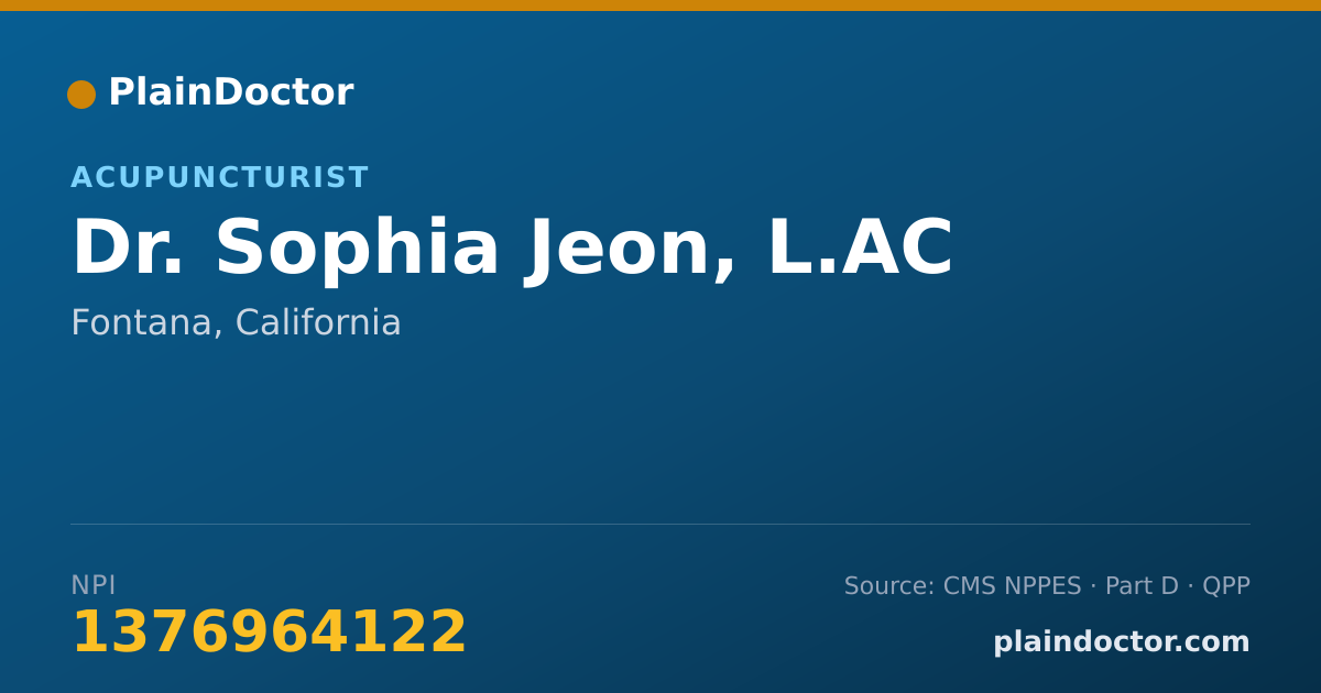 Shareable card for Sophia Jeon, L.AC - Acupuncturist, Fontana, CA