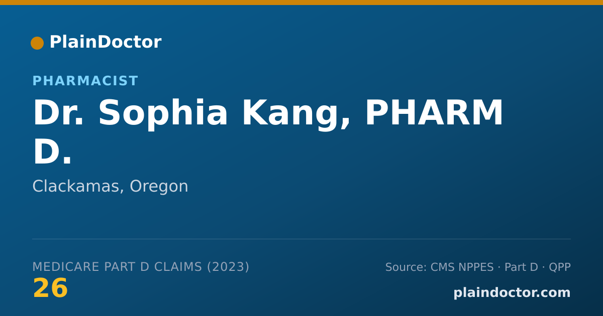 Shareable card for Sophia Kang, PHARM D. - Pharmacist, Clackamas, OR