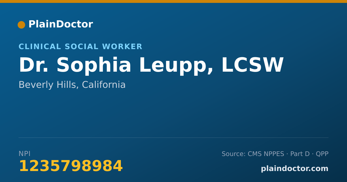 Shareable card for Sophia Leupp, LCSW - Clinical Social Worker, Beverly Hills, CA