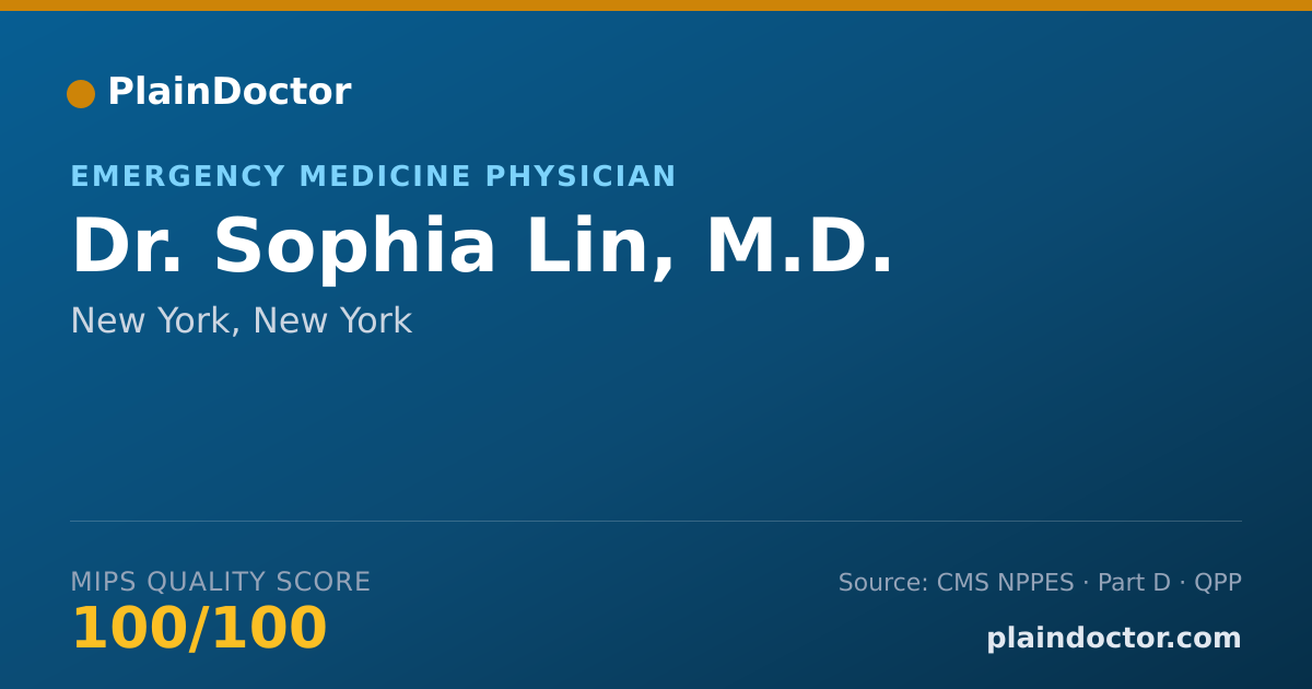 Shareable card for Sophia Lin, M.D. - Emergency Medicine Physician, New York, NY
