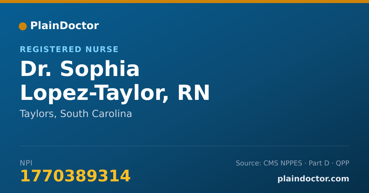 Shareable card for Sophia Lopez-Taylor, RN - Registered Nurse, Taylors, SC