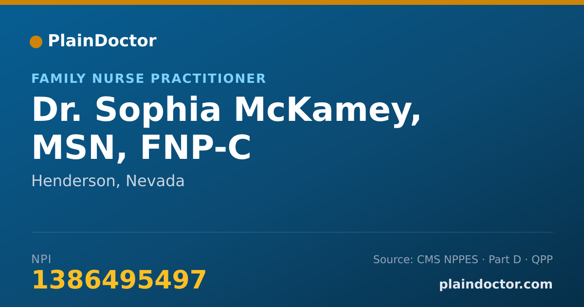 Shareable card for Sophia McKamey, MSN, FNP-C - Family Nurse Practitioner, Henderson, NV