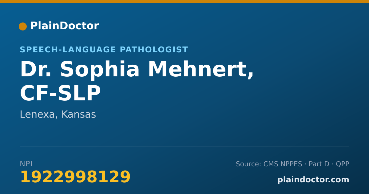 Shareable card for Sophia Mehnert, CF-SLP - Speech-Language Pathologist, Lenexa, KS