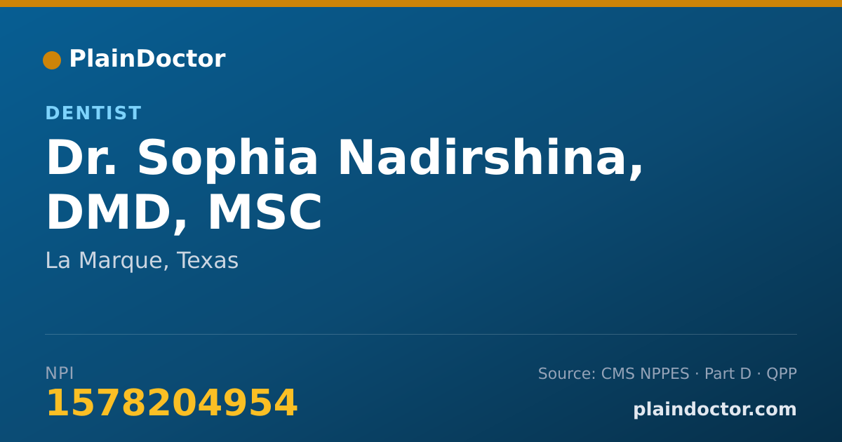 Shareable card for Sophia Nadirshina, DMD, MSC - Dentist, La Marque, TX