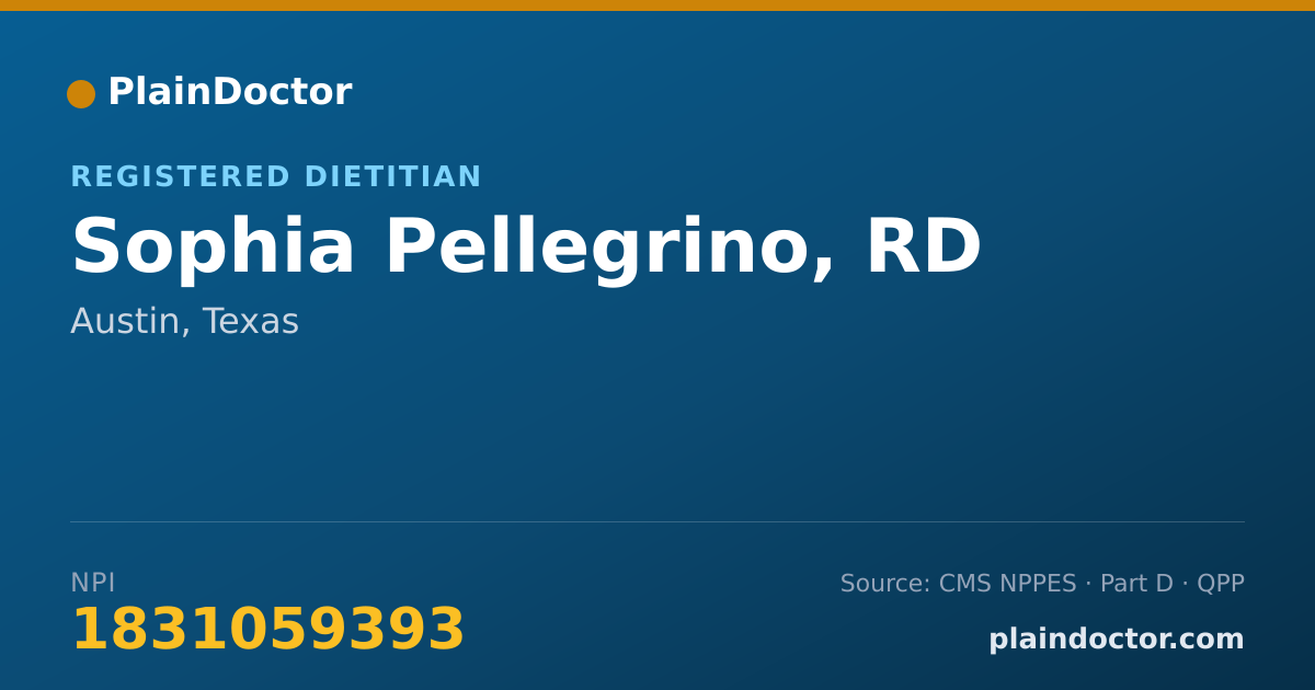 Shareable card for Sophia Pellegrino, RD - Registered Dietitian, Austin, TX