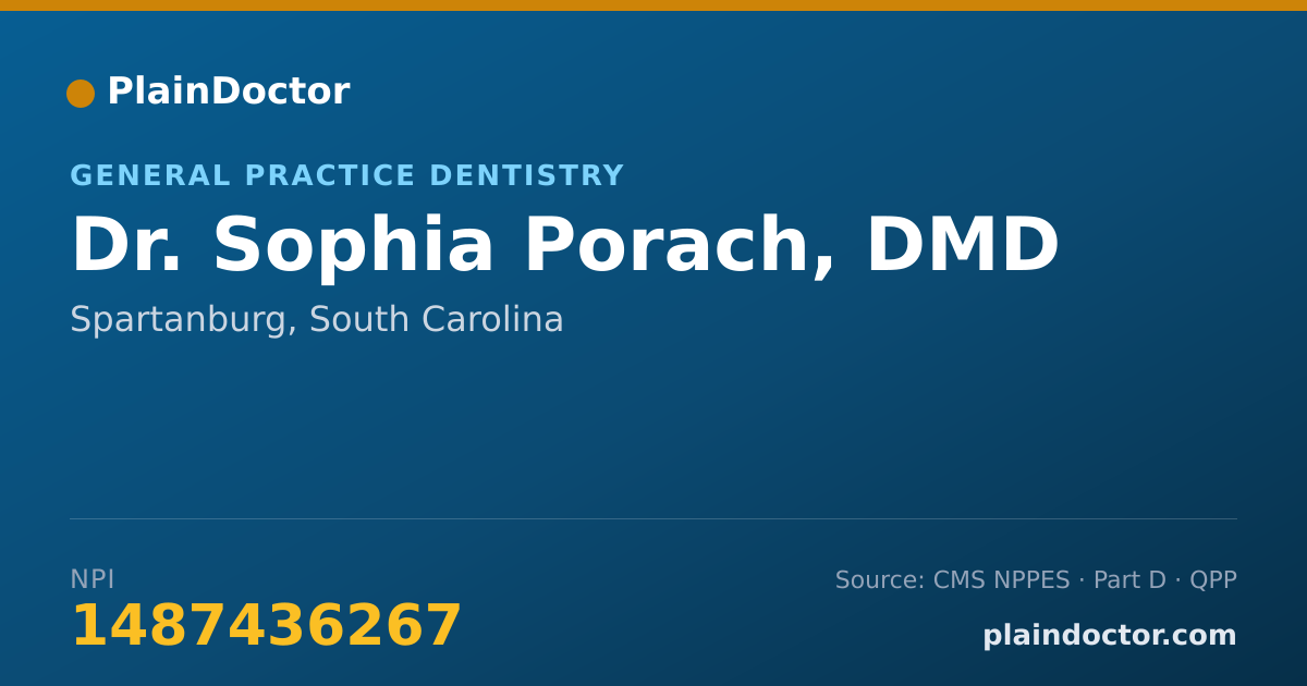 Shareable card for Sophia Porach, DMD - General Practice Dentistry, Spartanburg, SC