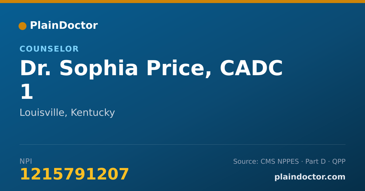 Shareable card for Sophia Price, CADC 1 - Counselor, Louisville, KY