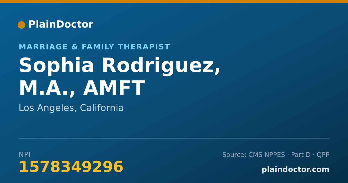 Shareable card for Sophia Rodriguez, M.A., AMFT - Marriage & Family Therapist, Los Angeles, CA