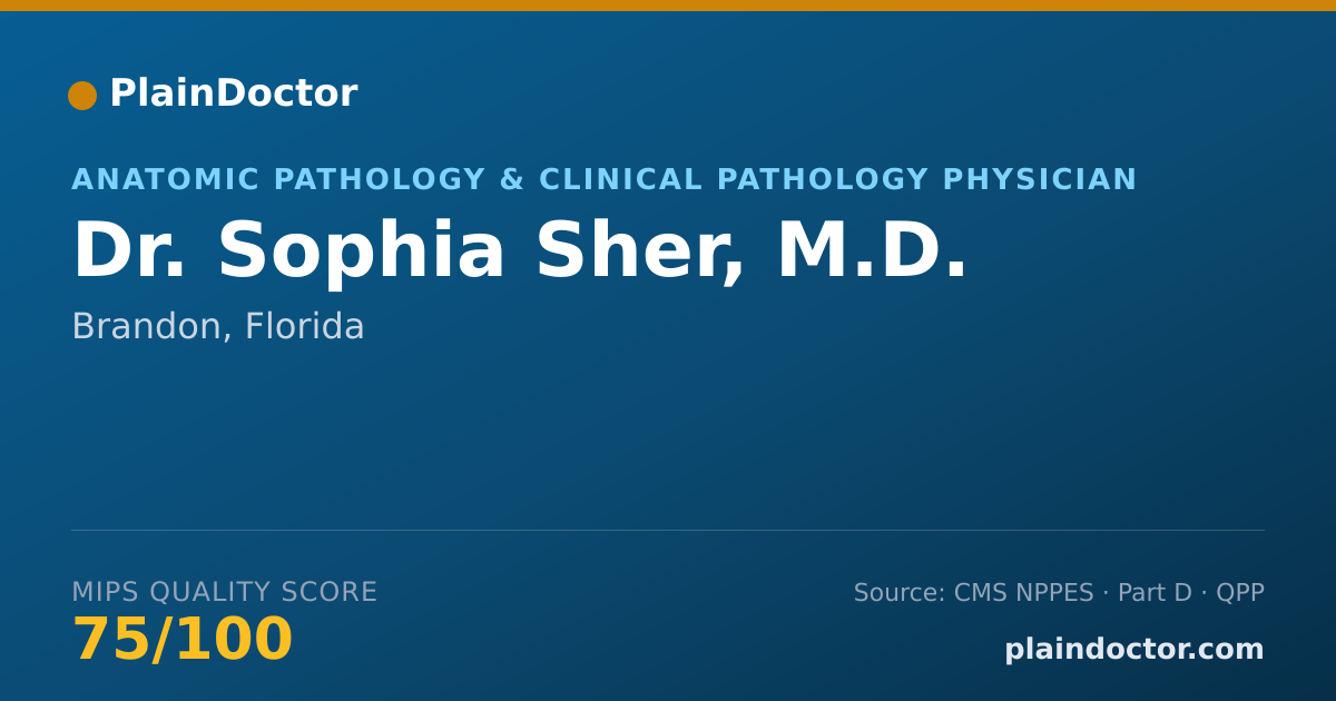 Shareable card for Sophia Sher, M.D. - Anatomic Pathology & Clinical Pathology Physician, Brandon, FL
