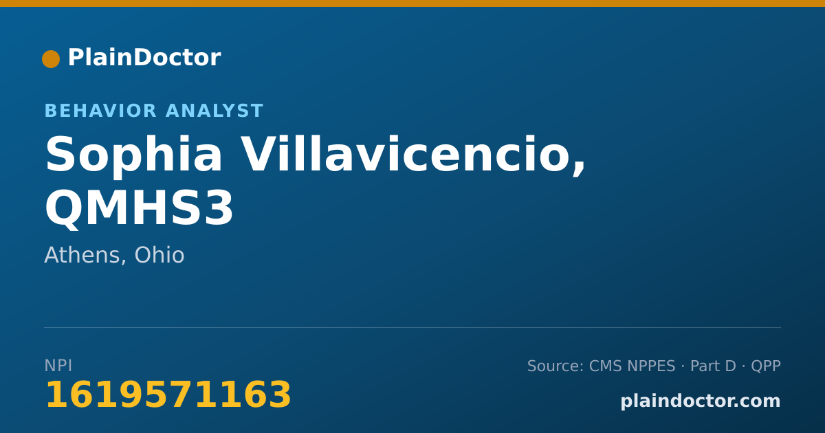 Shareable card for Sophia Villavicencio, QMHS3 - Behavior Analyst, Athens, OH