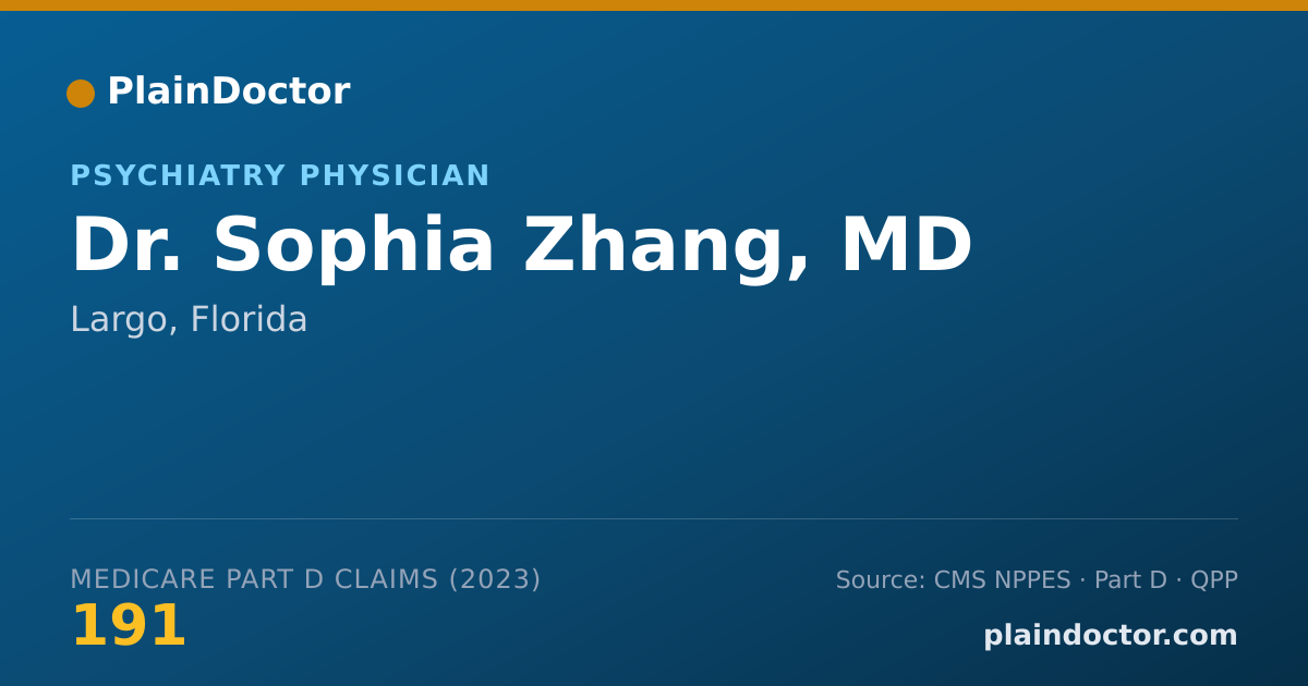 Shareable card for Sophia Zhang, MD - Psychiatry Physician, Largo, FL