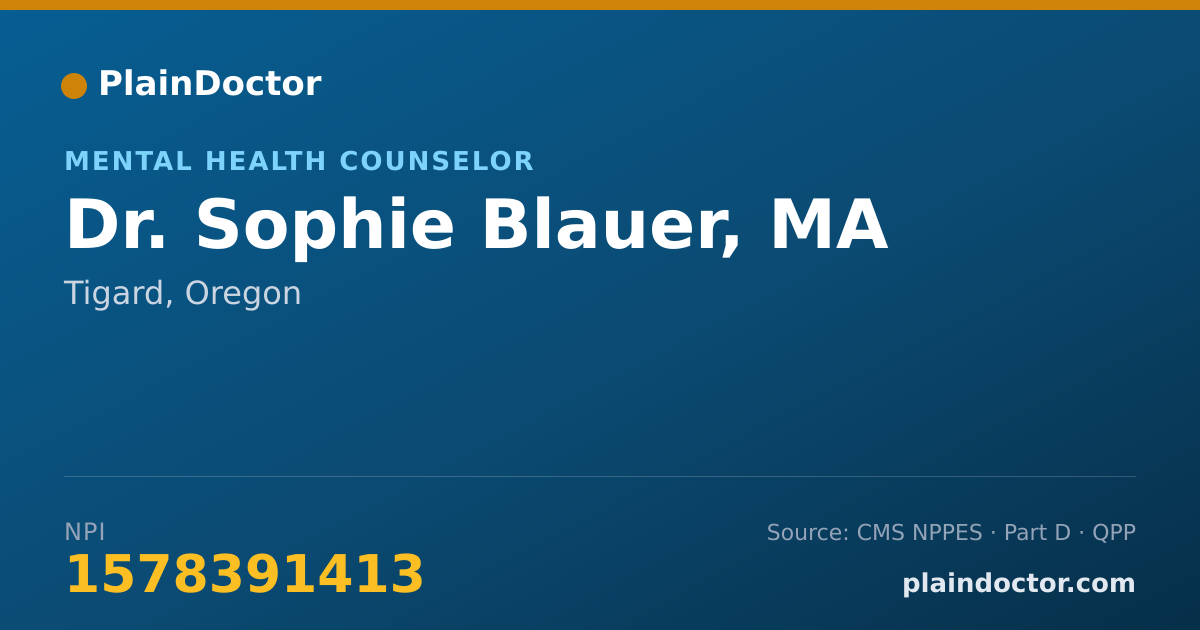 Shareable card for Sophie Blauer, MA - Mental Health Counselor, Tigard, OR