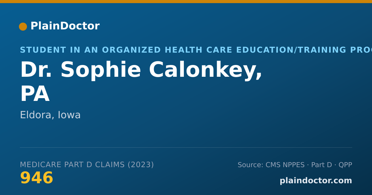 Shareable card for Sophie Calonkey, PA - Student in an Organized Health Care Education/Training Program, Eldora, IA