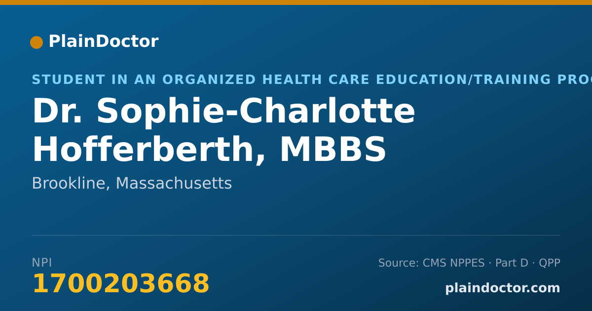 Shareable card for Sophie-Charlotte Hofferberth, MBBS - Student in an Organized Health Care Education/Training Program, Brookline, MA