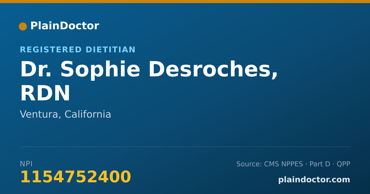 Shareable card for Sophie Desroches, RDN - Registered Dietitian, Ventura, CA